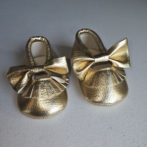 Romirus Baby Shoes Girl Gold Moccasins Size 1 M Shoes Photoshoot Pictures Party